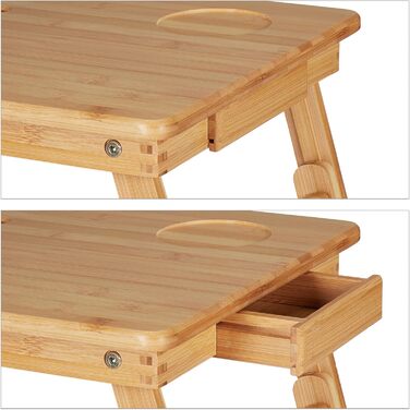 Бамбуковий стіл для ноутбука Relaxdays з охолодженням