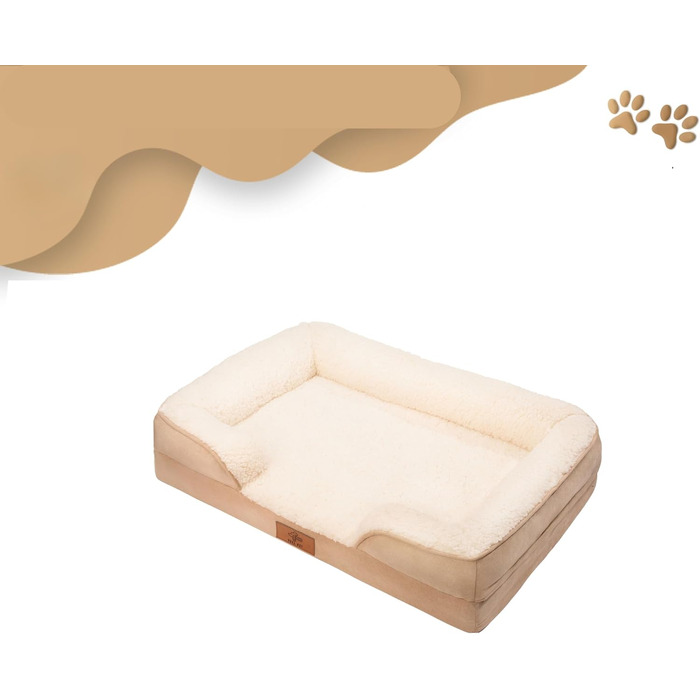 Ортопедичний кошик для собак преміум-класу, середнього розміру ліжко для собак із сертифікованим матеріалом з ефектом пам&39яті знімний та пральний чохол, водонепроникний, зручний шезлонг для собак середнього розміру (великого)