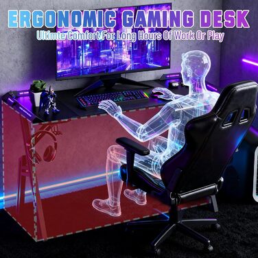 Ігровий стіл Storeo Imp, 140 x 60 см, МДФ / сталь / вуглецеве волокно, чорний