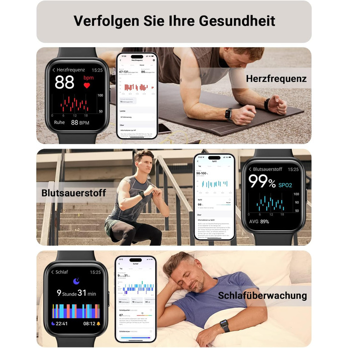 Розумний годинник Tensky для чоловіків з функцією телефону, жіночий розумний годинник 1,85 дюйма з Alexa, вбудована водонепроникність 3 атм, 110 спортивних режимів, крокомір, монітор серцевого ритму, монітор сну, фітнес-годинник SpO2, акумулятор 350 мАг д