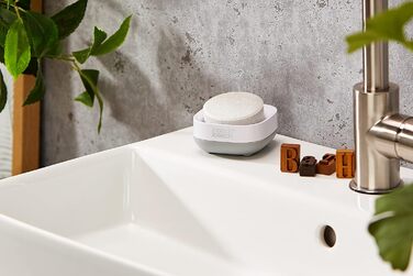 Компактна мильниця - білий/сірий, 3,6 х 7,1 х 8,4 см Сірий/білий