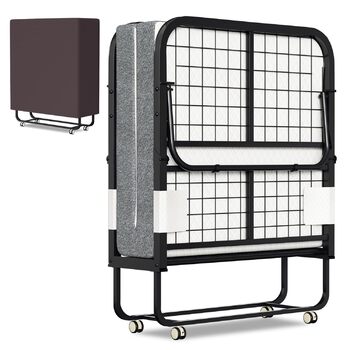 Розкладне ліжко ISOSIL 90x200 см Гостьове ліжко, розкладне з матрацом з пінопласту 13 см Гостьове ліжко, розкладне металевий каркас ліжка, розкладне ліжко на колесах, розкладне металеве ліжко, вантажопідйомність 200 кг, пилонепроникне