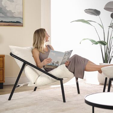 Крісло-шезлонг Zinus Ada, букле, металевий каркас з подушками з подрібненого пінопласту