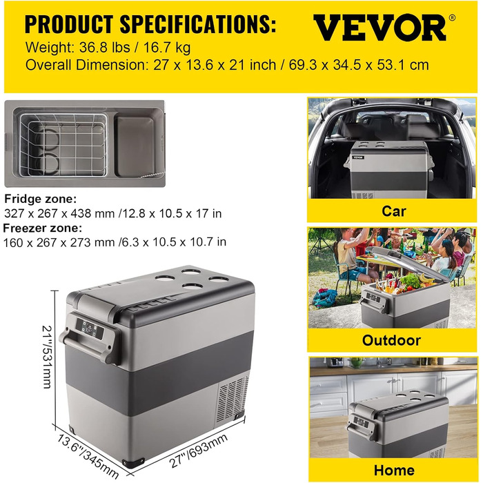 Портативний прохолодний ящик 55 л автомобільний холодильник 220 В міні-холодильник електрична морозильна камера невелика морозильн
