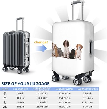 Чохол для валізи з принтом собак та котів, еластичний захист від подряпин, розмір 90 (чорний)