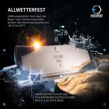 Зарядний кабель EVEXPERT Type 2 Schuko, Eveline Max I/II, 3,7-22кВт Smart EV зарядний пристрій та мобільна зарядна станція для еле