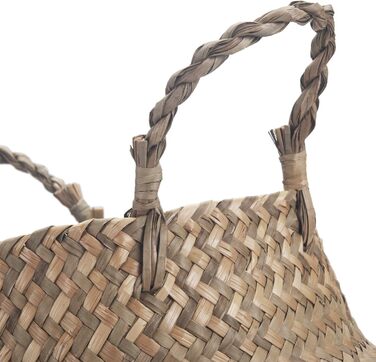 Кошик з морської трави, квітковий горщик, натуральний кошик, плетений кошик для білизни з ручкою для зберігання рослинних іграшок (чорний) Чорна найширша частина 32 x 28 см