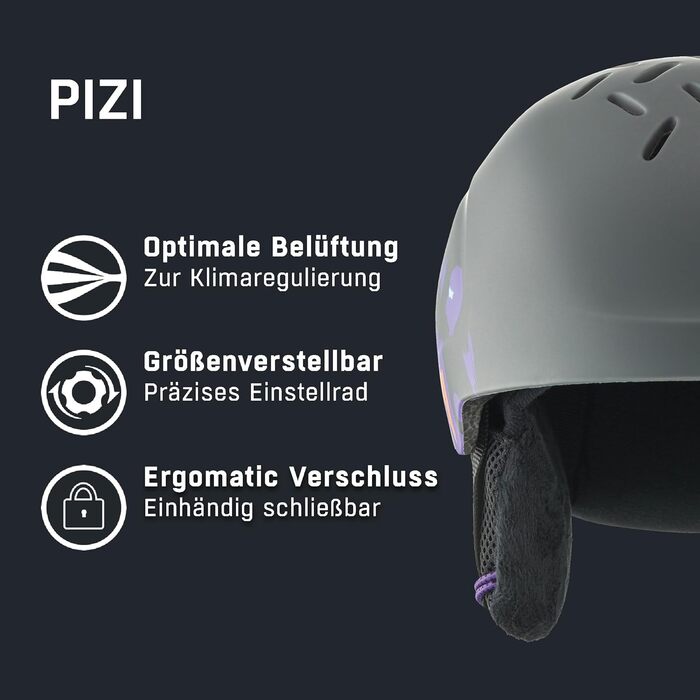 Безпечний, ударостійкий та індивідуально регульований лижний шолом зі знімними амбушурами для дітей M (51-55 см), темно-сірий леопардовий матовий