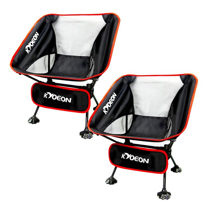 Складаний кемпінговий стілець, надлегкий кемпінговий стілець, міцний складний стілець вагою 150 кг з міцною рамою та зручною спинкою для використання на свіжому повітрі, пляжу, пікніка, походів, 2 чорних