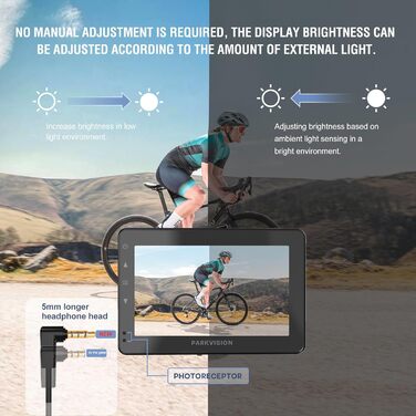 Велосипедне дзеркало PARKVISION із захистом від відблисків, камера заднього виду для велосипеда зі справжнім 4,3-дюймовим AHD 1080P монітором, регульованим поворотним затискачем на 360 з чудовим нічним баченням, дзеркало на кермі велосипеда