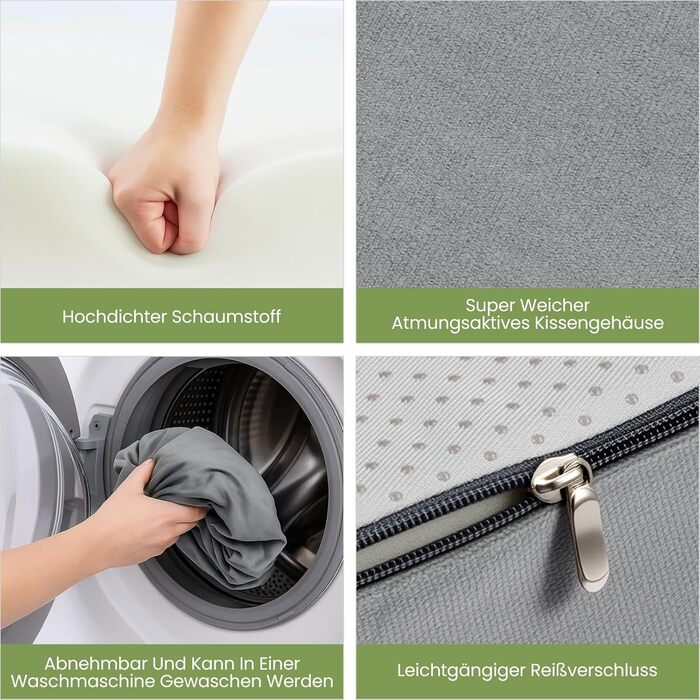 Преміальна клиноподібна подушка для ліжка та дивана 2-зонна система комфорту Подушка для рефлюксу та підняття сну Ергономічний клиноподібний матрац Подушка для читання, подушка для підтримки спини та подушка для ніг (сіра 80 см)