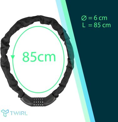 Замок ланцюговий кодовий, сталевий, чорний