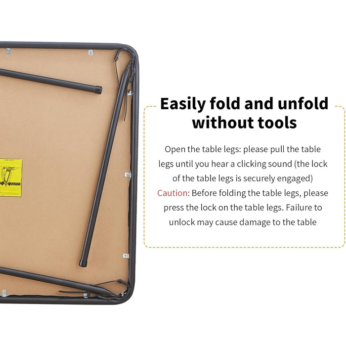 Складаний стіл BOOSDEN, багатофункціональний стіл, складний стіл для кемпінгу, саду, балкону, обідньої зони, 80 см x 80 см x 70 см, чорний