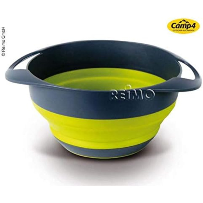 Силіконова миска та силіконове ситечко Camp4, складні 2-в-1, сіро-лаймові