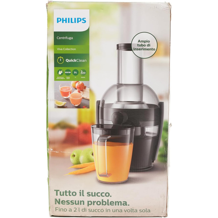 Соковижималка Philips - 800 Вт, 2 л, додаток для рецептів HomeID, XL отвір для заливки, QuickClean (HR1856/70), 15 x 18 x 13 см, ч