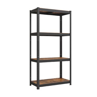 Окремостояча полиця SONGMICS, книжкова шафа, полиця для зберігання, 4 полиці, регульована, 40 x 80 x 160 см, вантажопідйомність до 520 кг, для кухні, вітальні, вінтажний коричнево-чорний GLR044B11 1 Вінтажний коричневий чорний