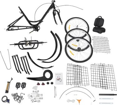 Дюймовий триколісний велосипед для дорослих, 7-швидкісний 3-колісний триколісний велосипед для покупок з кошиком, регульованим сидінням, міський велосипед, велосипед для відпочинку, триколісний велосипед для покупок для старших (чорний), 24-