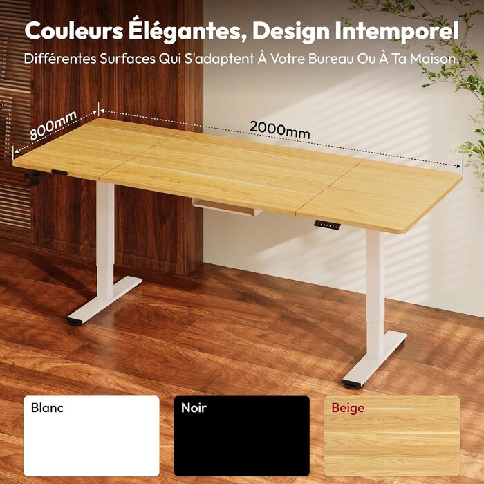 Письмовий стіл з регульованою висотою 200x80 см, Електрично регульований ергономічний комп&39ютерний стіл з функцією пам&39яті для роботи сидячи/стоячи (клен) 200 x 80 см клен