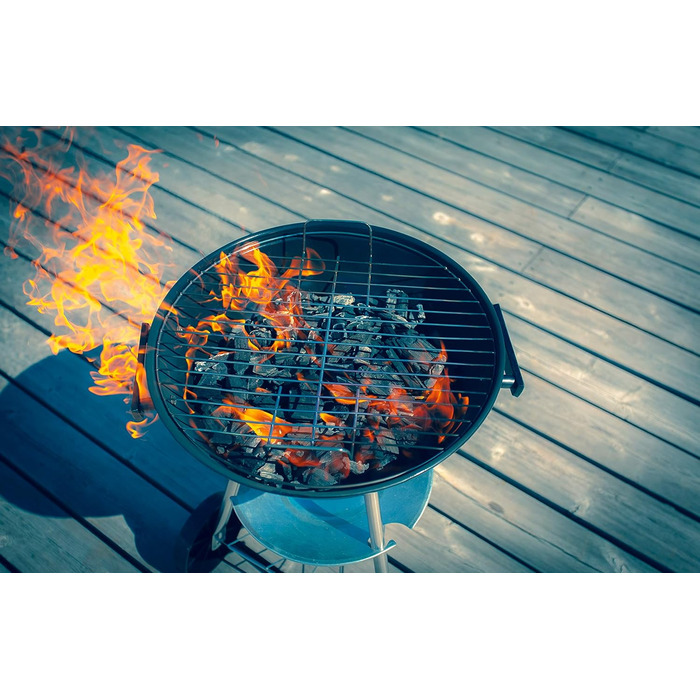 Мангал для вугілля Ø 44 см, мангал на 4 особи, мобільний чайник-мангал з кришкою для подорожей/саду/балкону Чорний