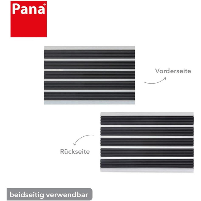 Алюмінієвий килимок для дверей PANA (39x60 см) Вуличний килимок для дверей Килимок для бруду Вуличний килимок для дверей зі вставками з голчастого фетру Килимок для підлоги Колір Чорний 39 x 60 см Чорний