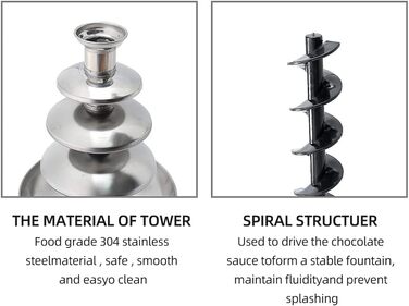 Шоколадний фонтан Tidyard, Шоколадний фонтан, 4-х рівнева електрична машина для плавлення, Шоколадний фонтан для кондитерських виробів на Різдво, Вечірка