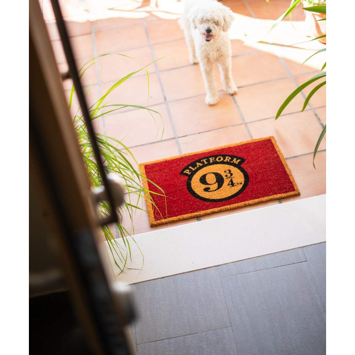 Килимок для дверей Grupo Erik Coconut з гербом Хогвартса та брухту 40x60 см - Забавний килимок для дверей - Килимок для дверей в приміщенні, фанатський предмет Гаррі Поттера, ягода
