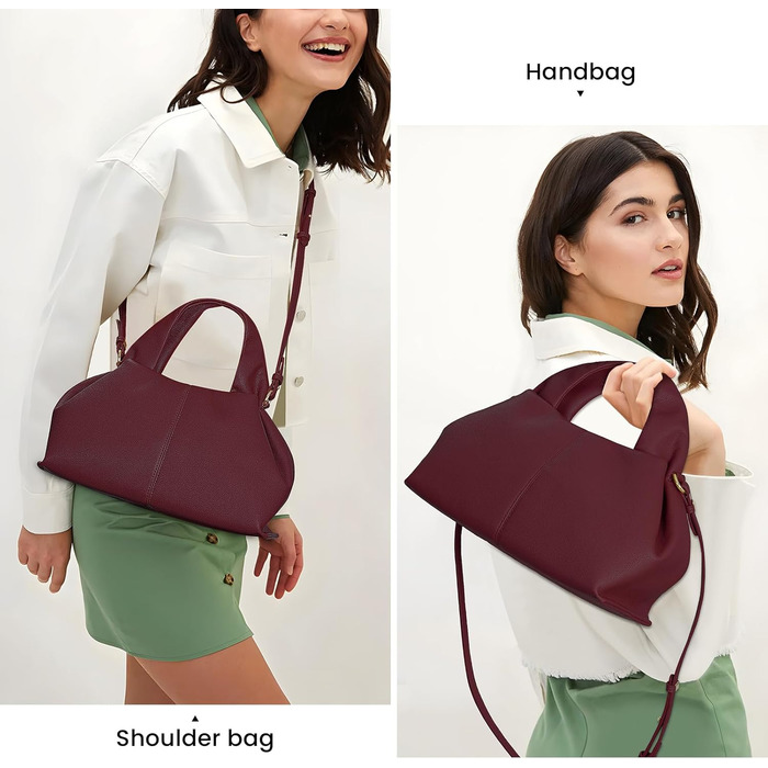 Сумка JQWYGB Cloud Pouch, сумка для пельменів, клатч, сумка, жіноча сумка-тоут, сумка через плече, ретро-сумка через плече зі знімним ремінцем, бордовий