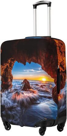 Чохол на валізу Куточок моря, еластичний, з принтом, водостійкий, захисний чохол для багажу (для валіз розміром 45,7 - 81,3 см), Чорний, Великий розмір