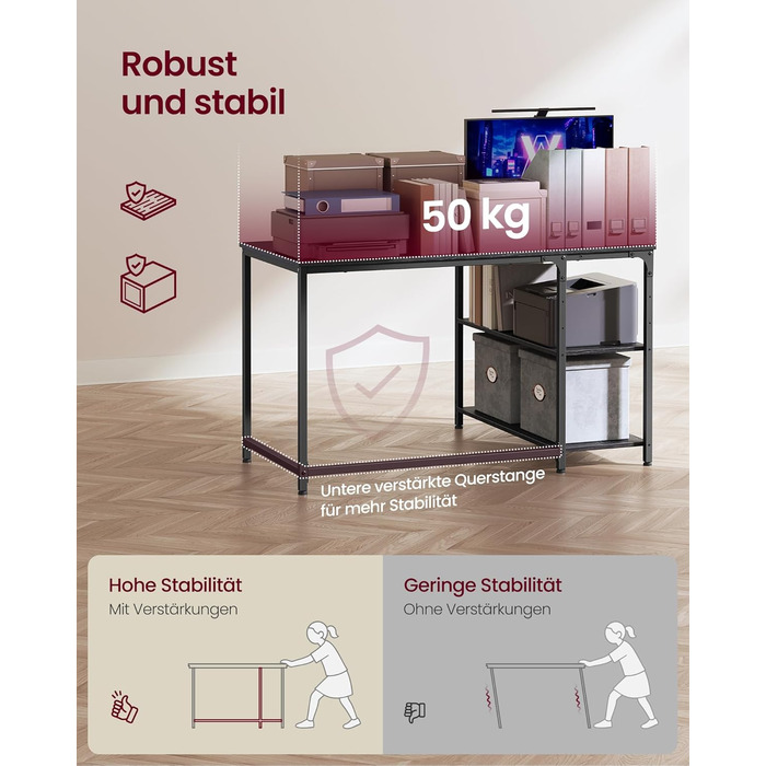 Г-подібний кутовий стіл, комп&39ютерний стіл з місцем для зберігання, офісний стіл, полиця з регульованою висотою, для домашнього офісу, 110 x 80 см, чорний колір ебенового дерева LWD135BE01 Чорний колір ебенового дерева 110 x 80 см Без подовжувача