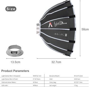 Софтбокс Aputure Light Dome Mini III для Amaran 150c 300c COB 60d/x S, 100d/x S, 200d/x S, LS C300dII, LS 600c Pro