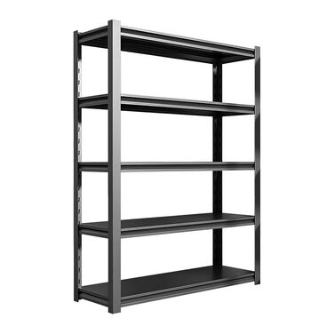 Стелаж для зберігання, надміцний стелаж, стелаж для підвалу, 80x40x180 см, стелаж зі сталевою рамою, вантажопідйомність до 900 кг кожна, 5 регульованих полиць, 80*40*180*5, чорний
