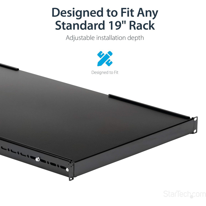 Регульована полиця для серверної стійки StarTech.com 1U - 150 кг - від 49,5 до 97,4 см, регульована глибина встановлення - універсальна полиця для 19-дюймових AV/мережевих/серверних шаф - глибина 70 см (ADJSHELFHD)