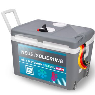 Електричний холодильник об&39ємом 45 літрів, 12 В, 230 В, охолодження та обігрів, термоелектричний холодильник на колесах, для автомобіля, вантажівки, міні-холодильника, термобоксу для автомобіля, човна, кемпінгу, тихий еко-режим