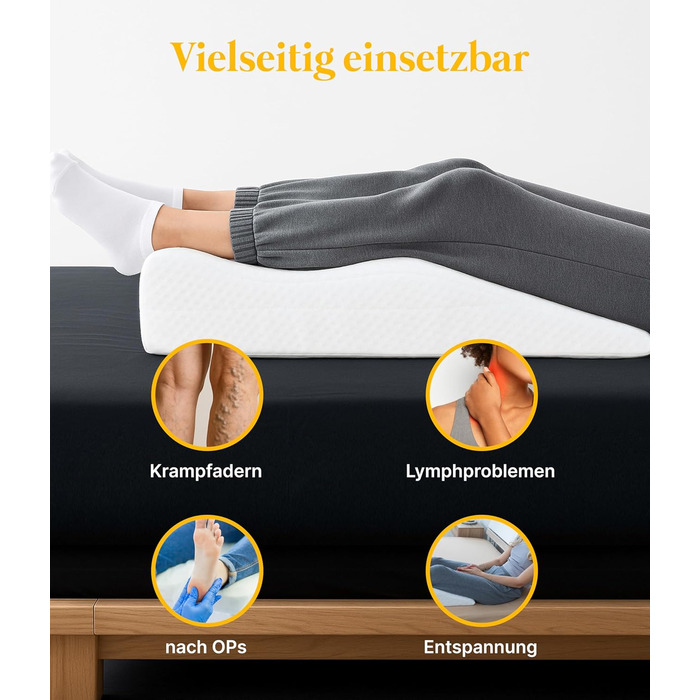 Подушка для підняття ніг Medicline Ергономічна підйомна подушка для розслаблення та покращення кровообігу Дихаюча, підходить для алергіків, сертифікована Oeko-TEX Зроблено в Німеччині
