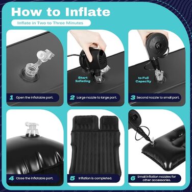 Автомобільний матрац для Opel Zafira Tourer AC Vauxhall Zafira B 2011-2022, надувний матрац для заднього сидіння автомобіля, спальний матрац, портативний килимок для кемпінгу, чорний, звичайний чорний