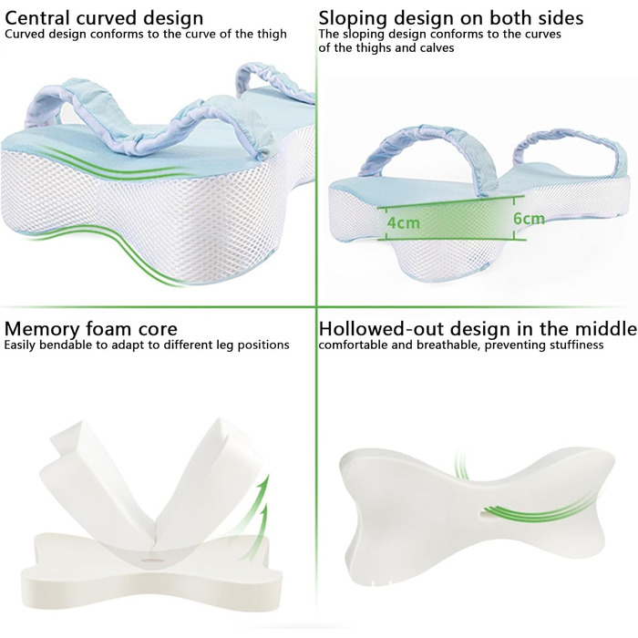 Подушка для сну на боці, подушка для колін, подушка для колін, подушка для ніг, подушка для сну для тих, хто спить на боці, ортопедична подушка для сну (сіра)