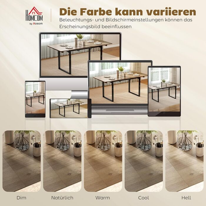 Розсувний обідній стіл HOMCOM 140/180 x 80 см, прямокутний кухонний стіл зі сталевими ніжками, 6-8 місць, для кухні, їдальні, натуральний