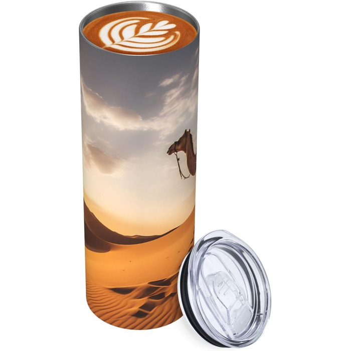 Кухоль з прямою трубочкою, 590 мл, одинокий верблюд, з принтом, дорожній кухоль, підходить для кемпінгу, офісу та дому