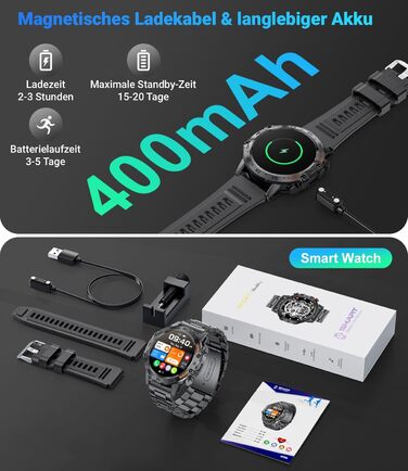 Чоловічий смарт-годинник LIGE з функцією телефону, 1,39-дюймовий військовий смарт-годинник з 24-годинним серцевим ритмом, артеріальним тиском, тривалістю сну, понад 100 спортивними режимами, фітнес-годинник, понад 300 циферблатів, водонепроникний IP67, чо