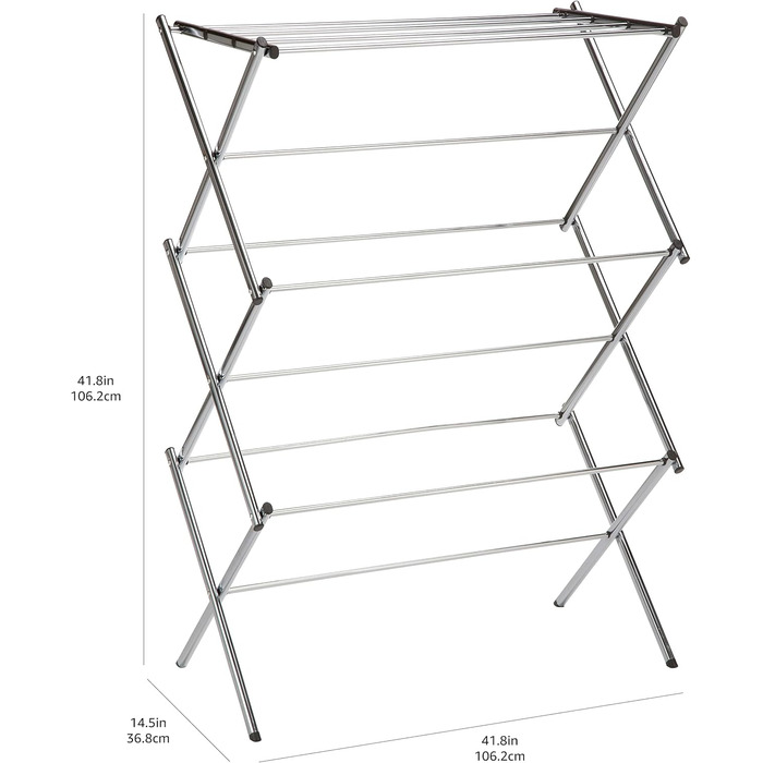 Складана сушарка для одягу-гармошки Storeo Basics, легована сталь, для використання в приміщенні, для одягу, хромована, одинарна