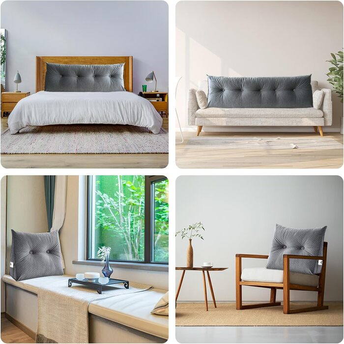 Подушка-клин Подушка для читання та відпочинку на ліжку, мала, подушка для спини/чоловіка для ліжка, підтримка спини, телевізор, підтримка ліжка, ковзанка для сну на спині, кабінет, трикутна подушка-клин (мала, сіра) 60x50x20 см сірого кольору