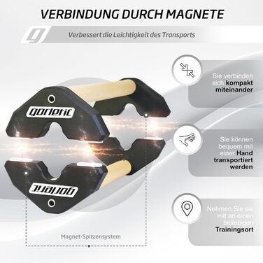 Паралети LowFit PRO Gorletic Calisthenics - Гімнастичні паралети, легке транспортування, протестовані спортсменами, преміальний магнітний дизайн, чорний