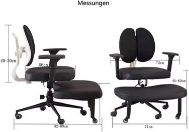 Ергономічне крісло зі схрещеними ніжками, для дому та офісу, універсальне крісло на колінах, регульована висота, крісло для йоги, чорне