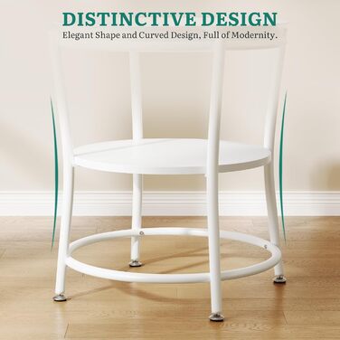 Круглий журнальний столик YITAHOME з двоярусним місцем для зберігання та знімним підносом, журнальний столик для вітальні, спальні або квартири, міцний журнальний столик, регульовані ніжки, білий, 45 x 45 x 53 см