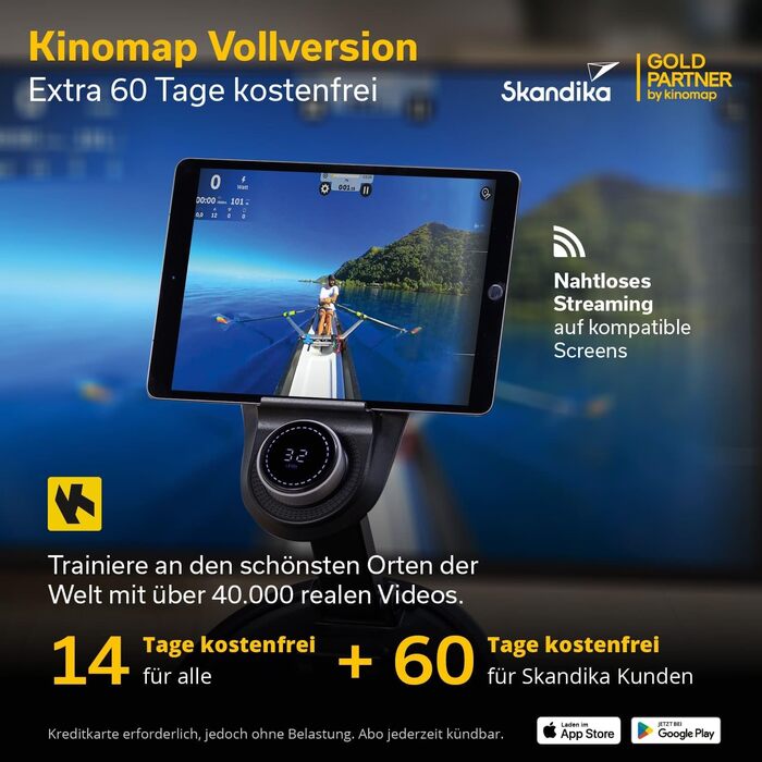 Гребний тренажер Skandika Rovek Дерев&39яний гребний тренажер, складний домашній гребний тренажер, магнітний опір з 32 рівнями, сумісний із додатком Kinomap, окремостоячий, до 195 см, світло-коричневий