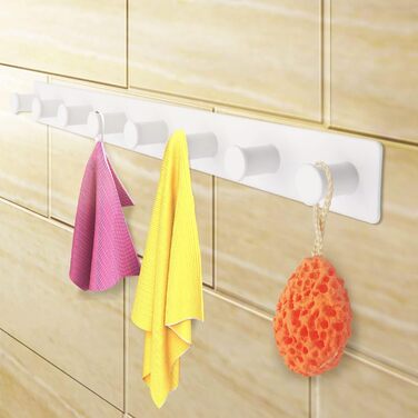 Гачок рейка з нержавіючої сталі гачки для одягу настінні настінні гачки шурупи, вішалка для одягу з 8 гачками (біла, 8 гачків) біл