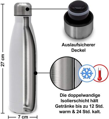 Термопляшка для води з гравіюванням тексту або імені - Термопляшка з нержавіючої сталі з гравіюванням, 500 мл - Чорна - Виберіть дизайн 500 мл Череп