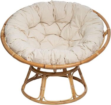 Дизайнер інтер&39єру Atmosphera Крісло Seram з ротанга Зручне крісло Papasan з подушкою Для використання в приміщенні та на вулиці Садові меблі, Тераса, Балкон, Вітальня, 1 місце, Бежевий