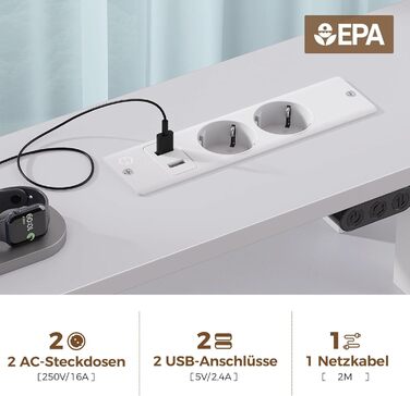 Комп&39ютерний стіл Seventable з розетками та світлодіодним освітленням, ігровий стіл 100 см з 5 шухлядами, ігровий стіл з підставкою для монітора, для офісу, кабінету, спальні, вітальні, білий 100 см