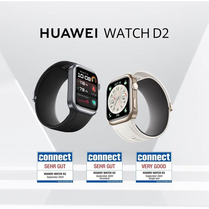 Розумний годинник HUAWEI Watch D2, 1,82-дюймовий AMOLED-дисплей, амбулаторний моніторинг артеріального тиску, тонкий дизайн, ЕКГ, функції для розумного способу життя, спільнота здоров&39я, сумісний з iOS та Android, чорний WATCH D2 Black